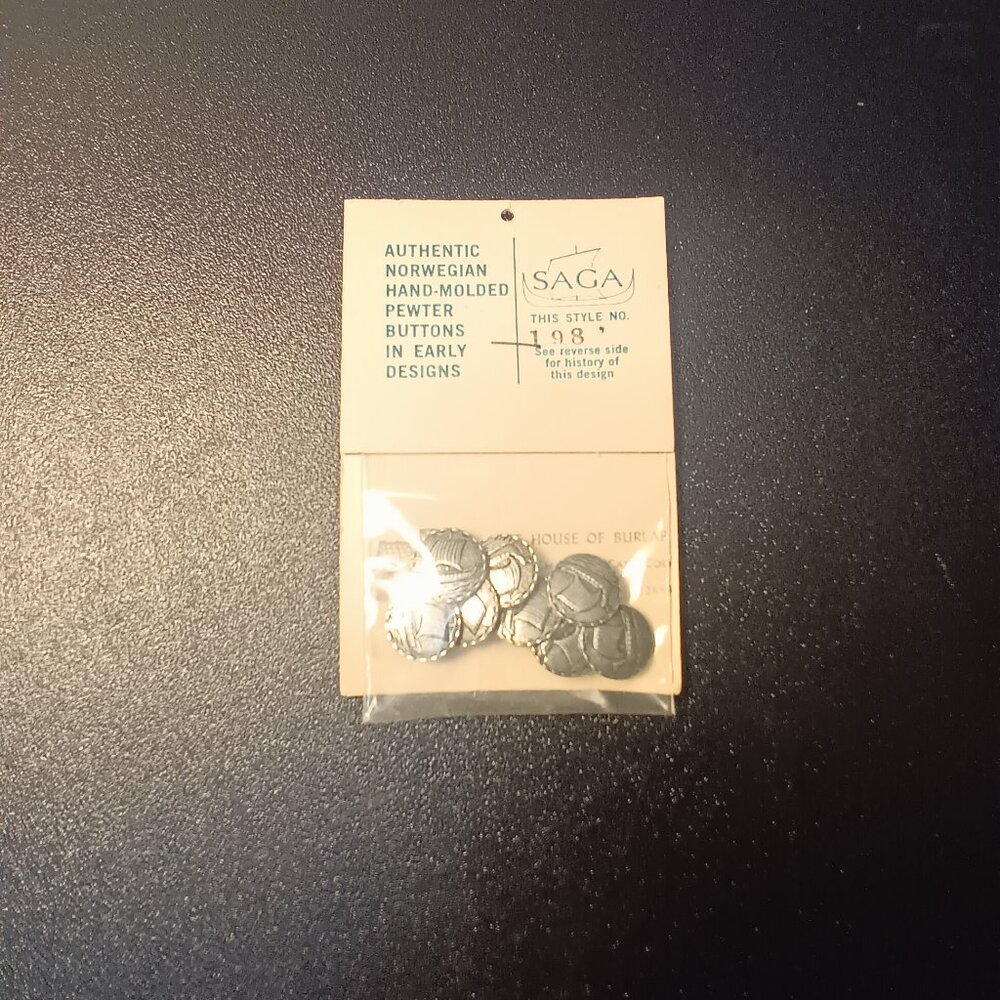 AUTHENTIC NORWEGIAN HAND-MOLDED PEWTER BUTTONS 8 Buttons Boat Design History Rar
